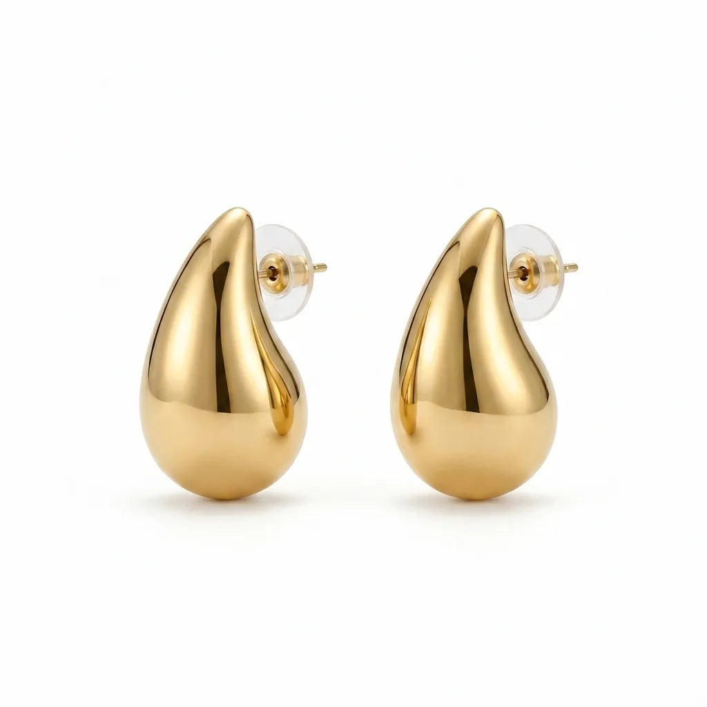 Liquid Gold Sculptural Teardrop Studs