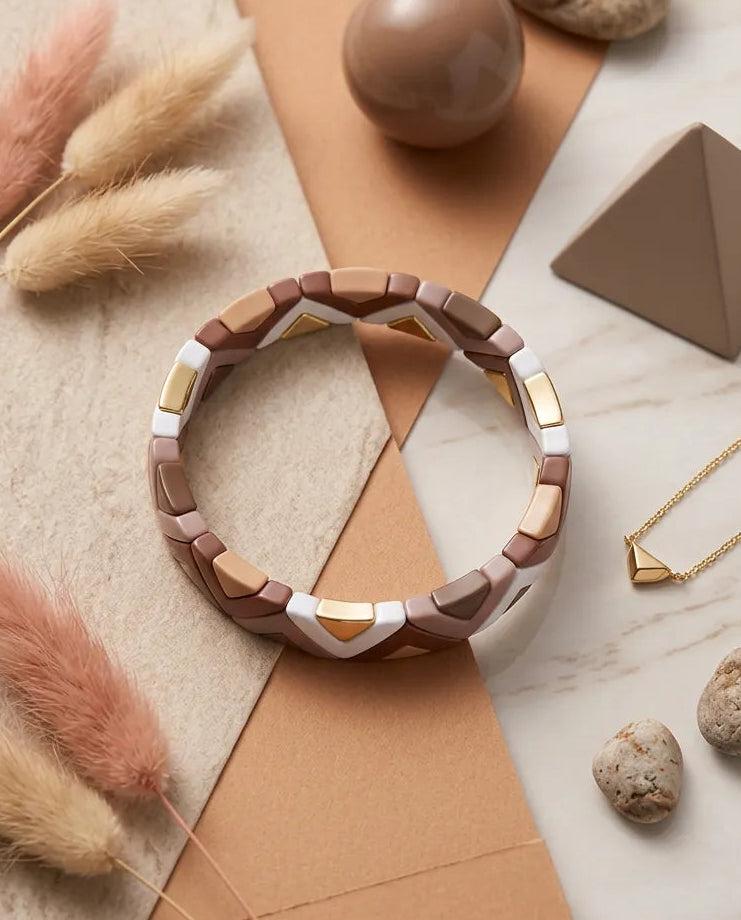 Chevron Brown Ceramic Bangle