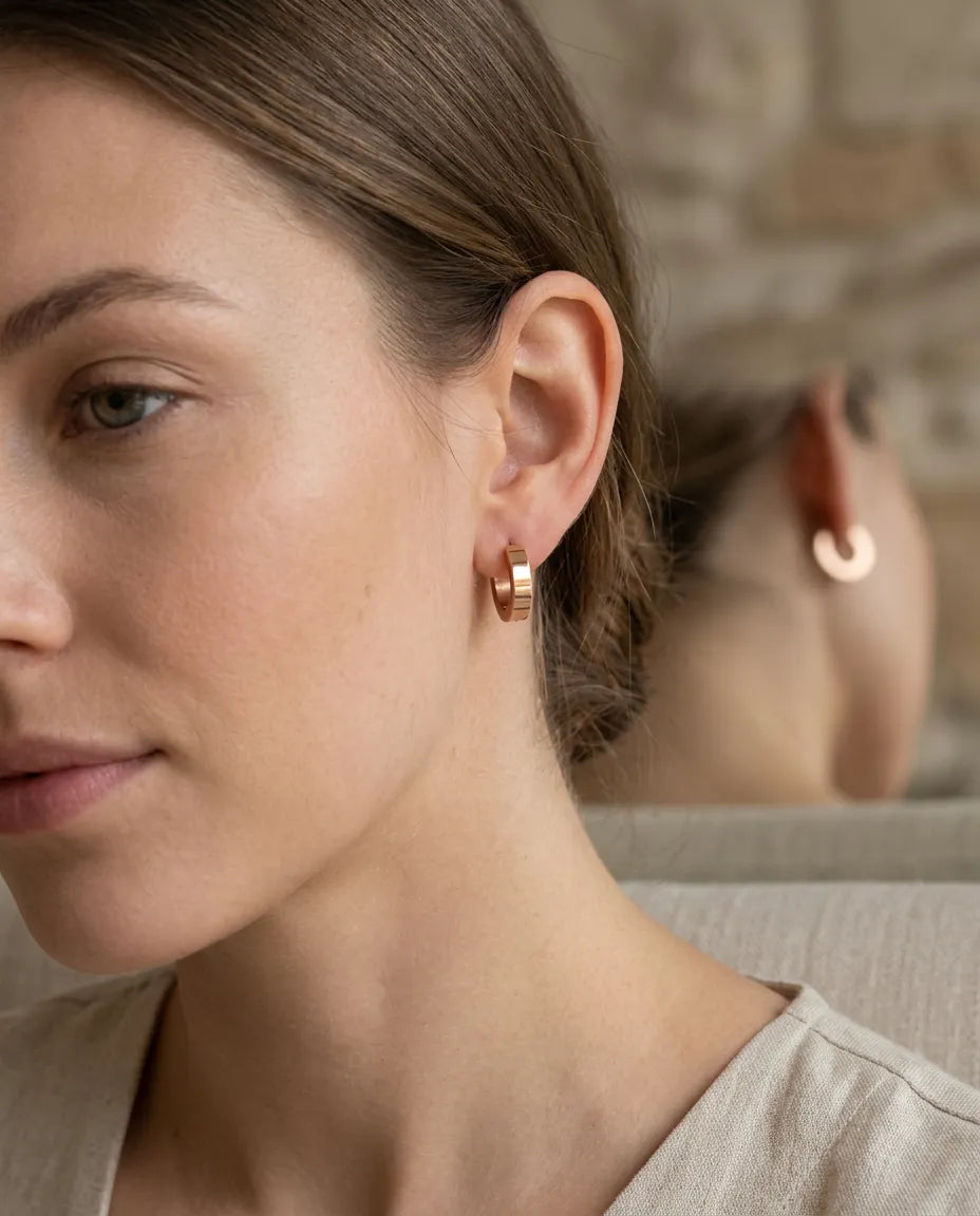 Sleek Thick Copper Huggie Earrings