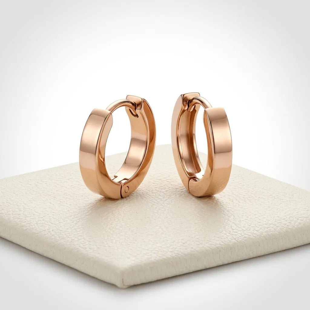 Sleek Thick Copper Huggie Earrings