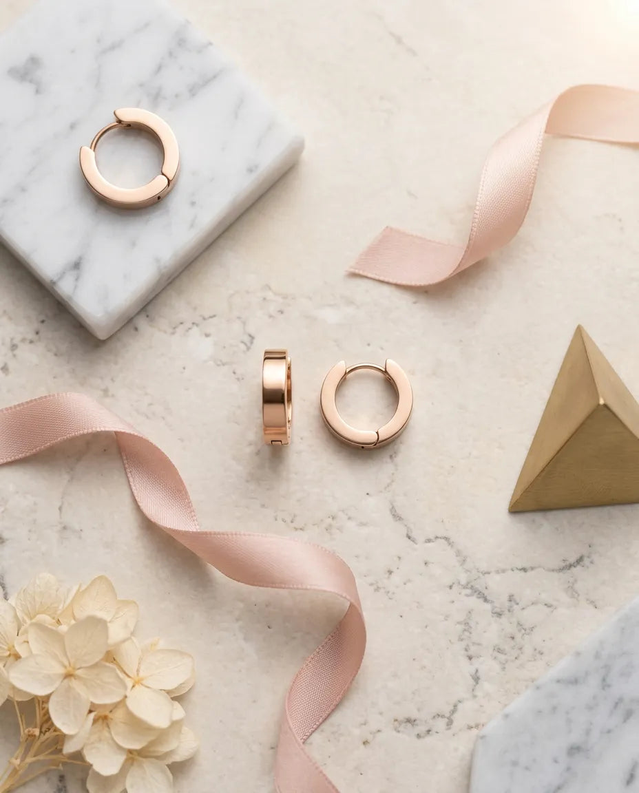 Sleek Thick Copper Huggie Earrings