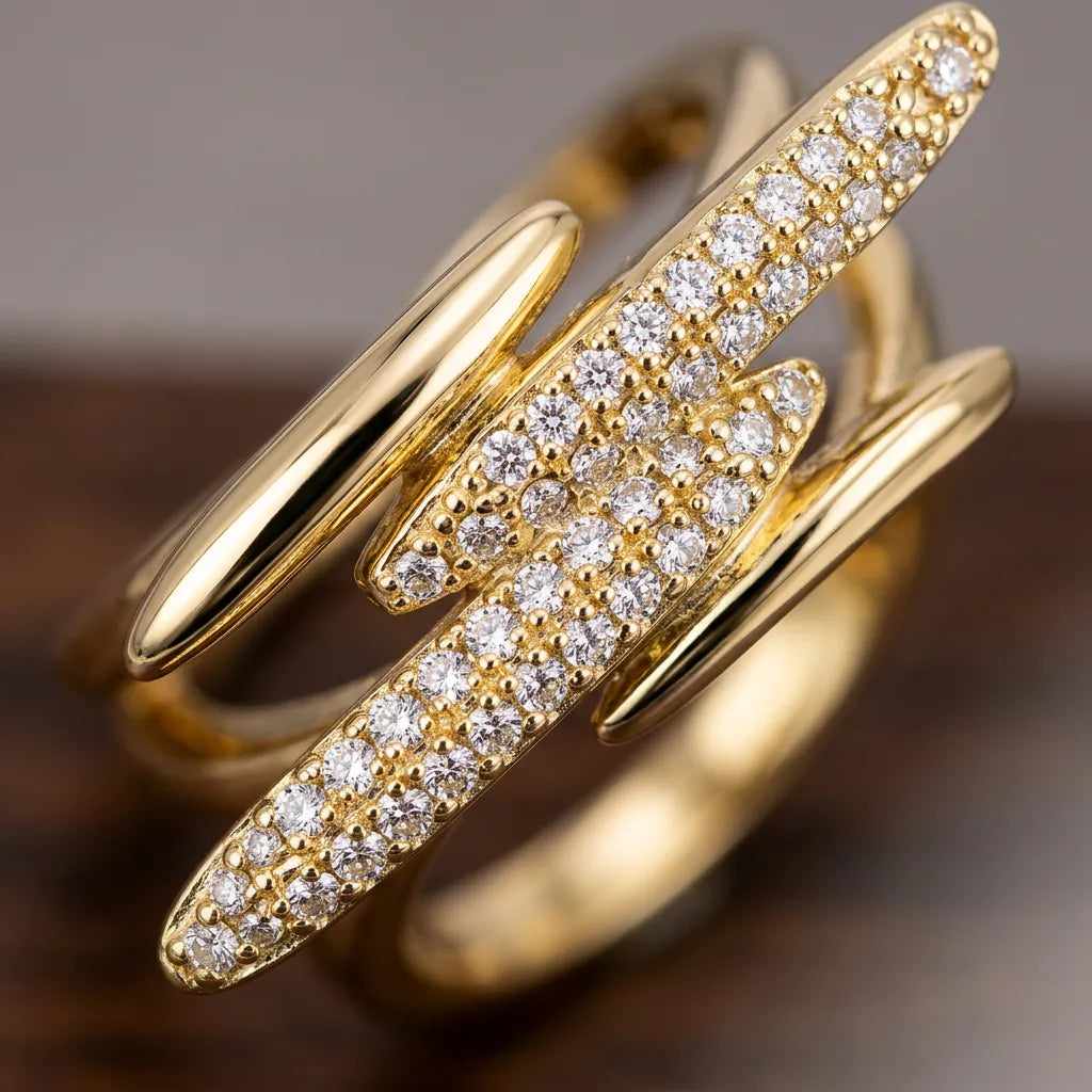 Multi-Layer Pavé Crossover Ring