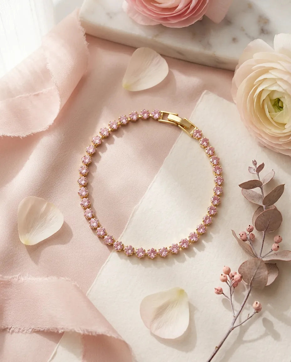 Rose Quartz Tennis Bracelet