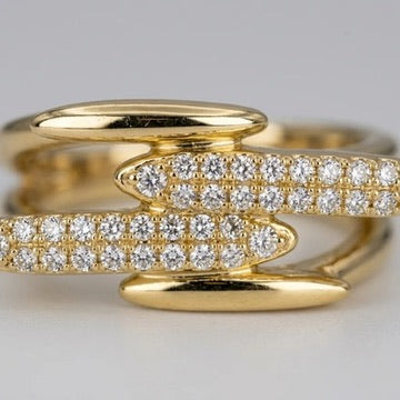 Multi-Layer Pavé Crossover Ring