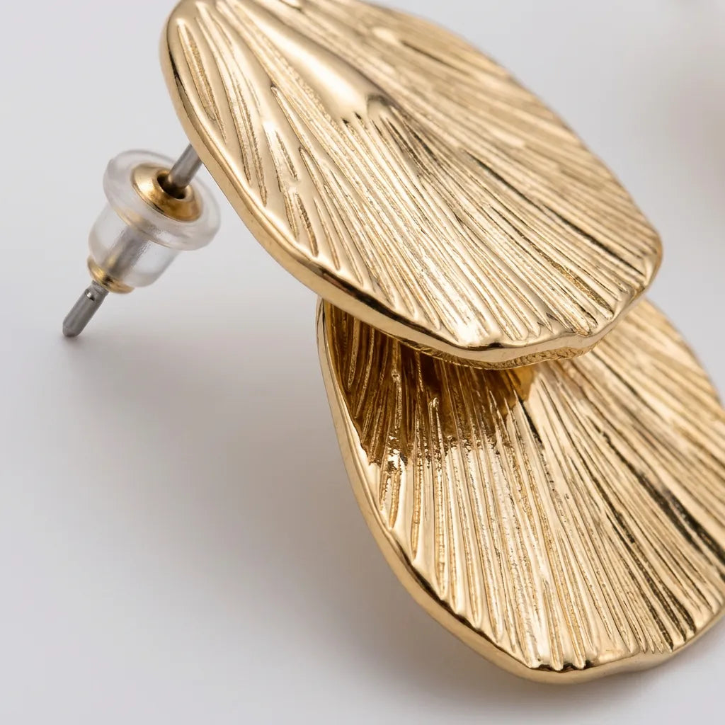 Aurelia Ginkgo Textured Drop Earrings