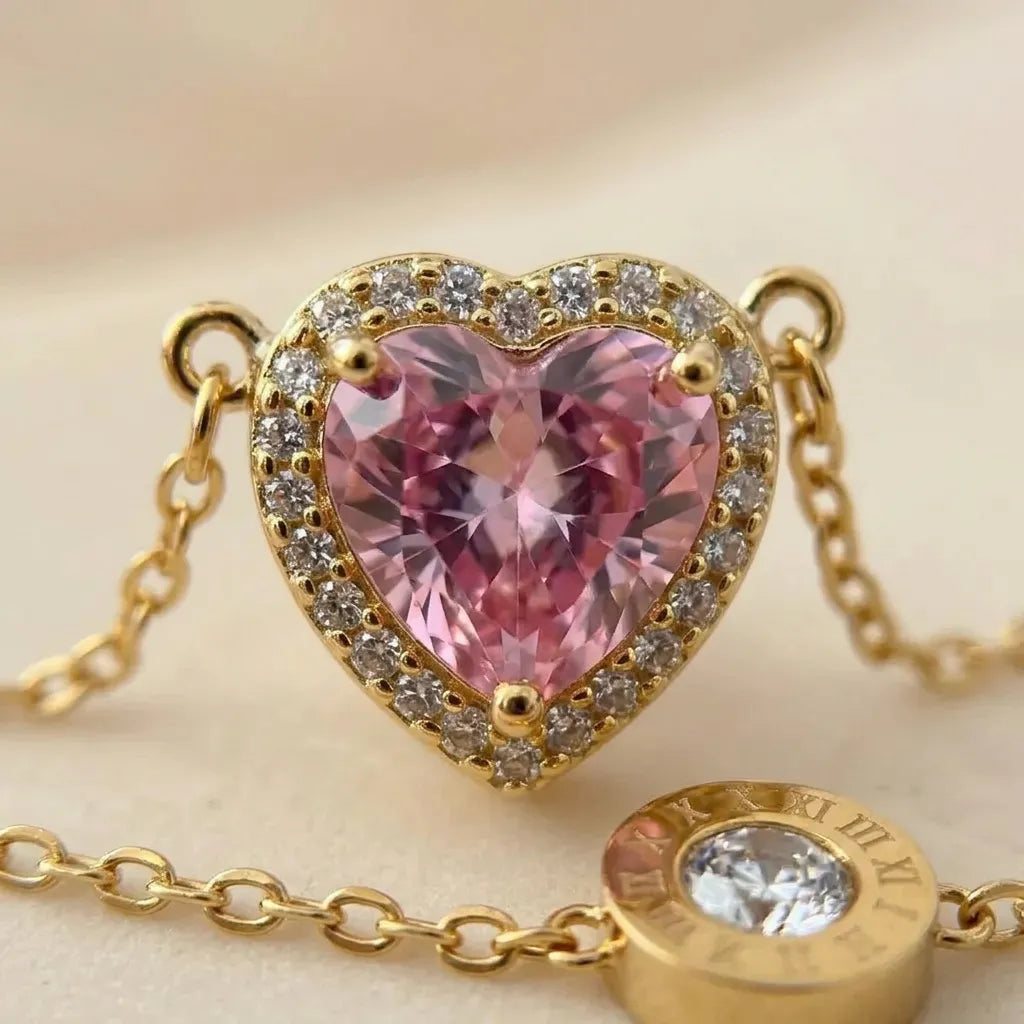 Blush Heart Solitaire Chain Bracelet