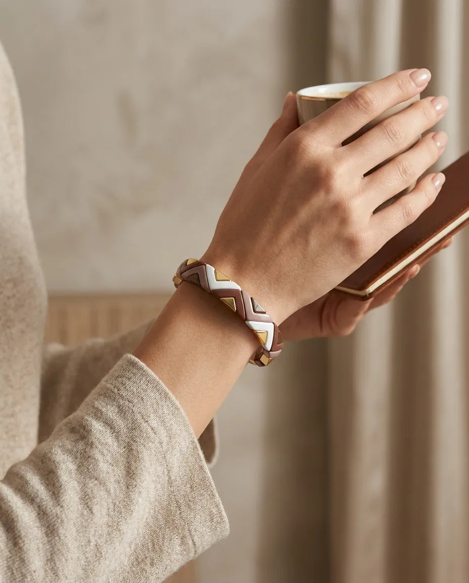 Chevron Brown Ceramic Bangle