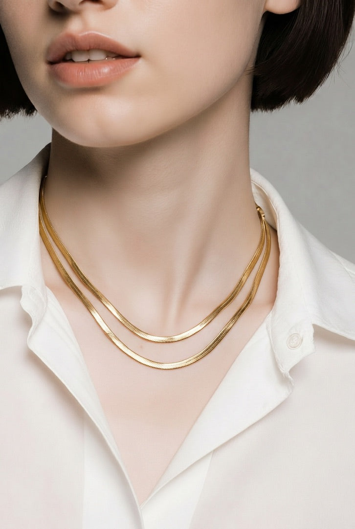 Dual Layer Sleek Herringbone Chain