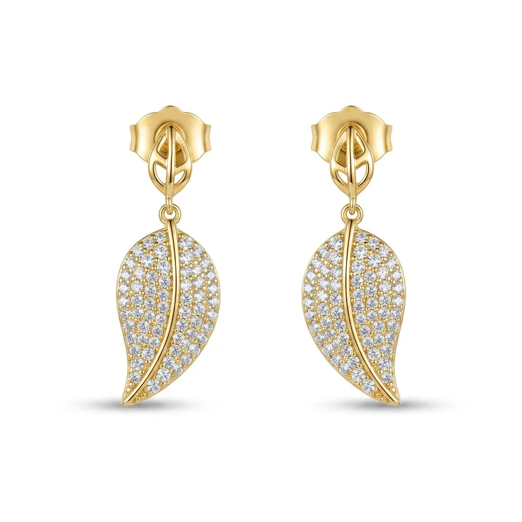 Dangling Textured Leaf Earrings