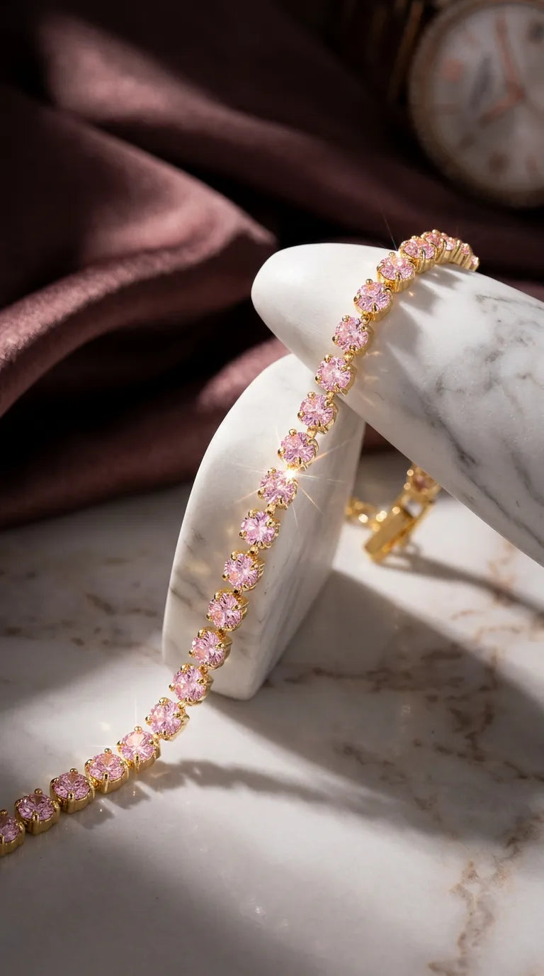 Rose Quartz Tennis Bracelet