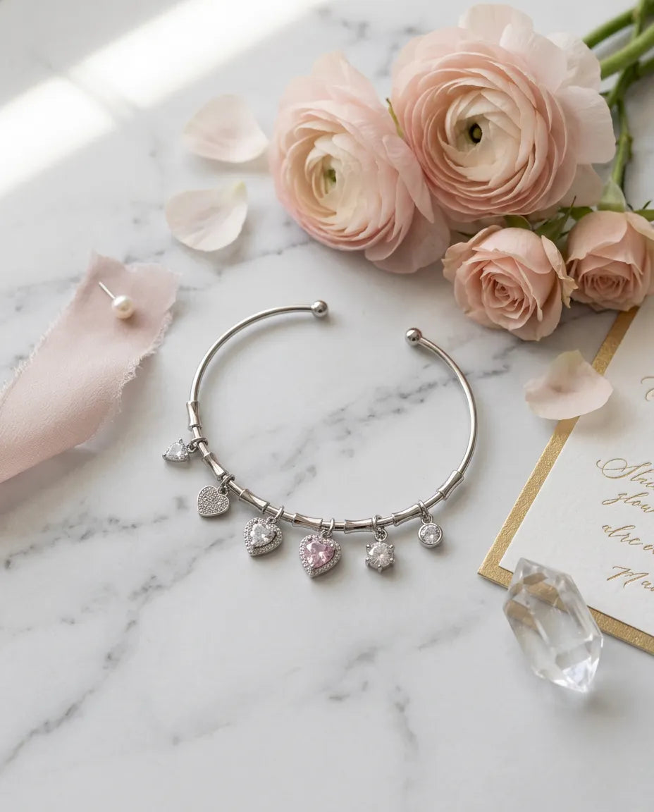 Multi-Heart Pastel Charm Bracelet