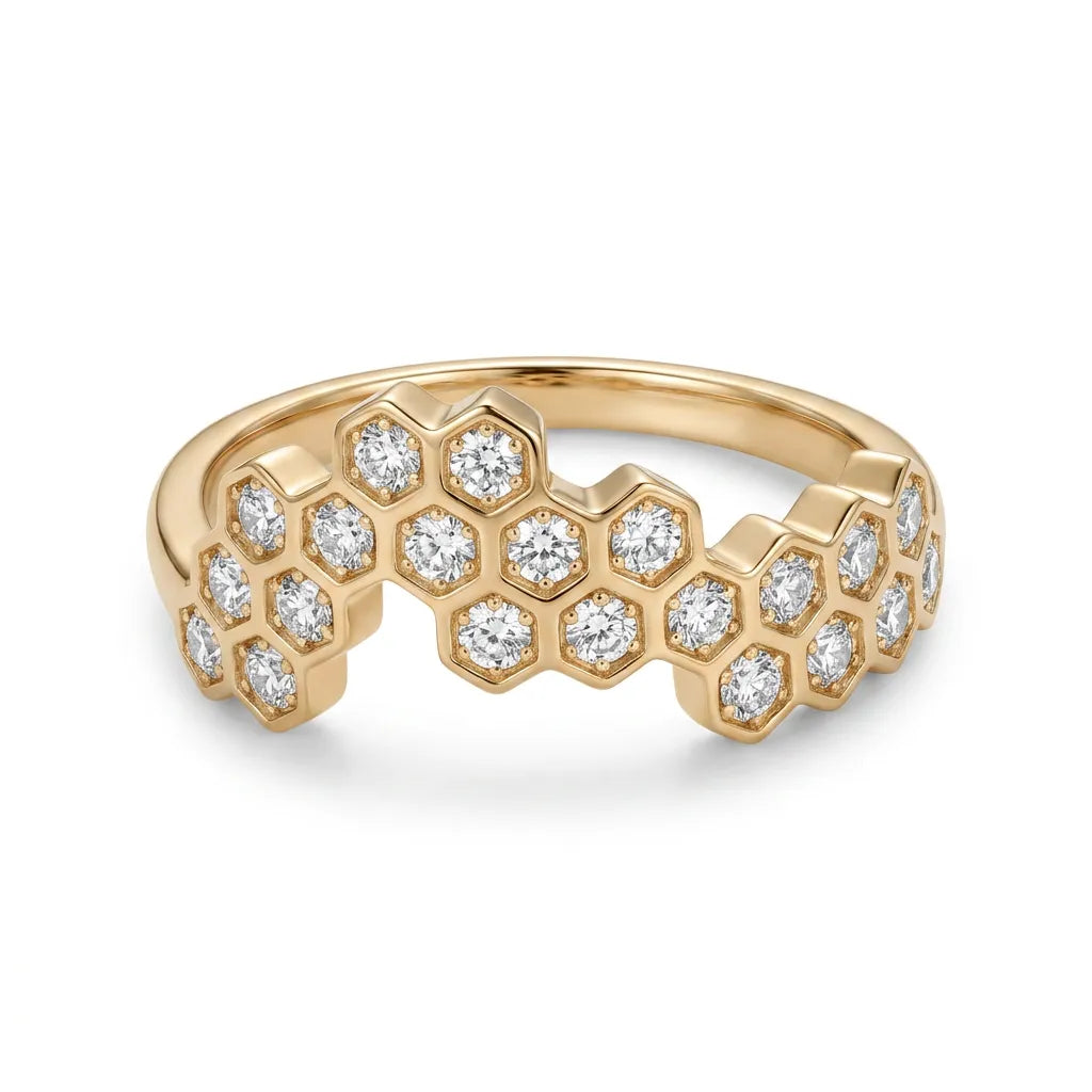 Hexagonal Honeycomb Pavé Band