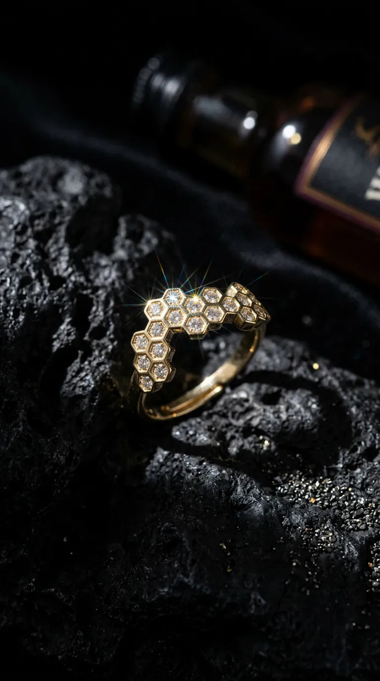 Hexagonal Honeycomb Pavé Band