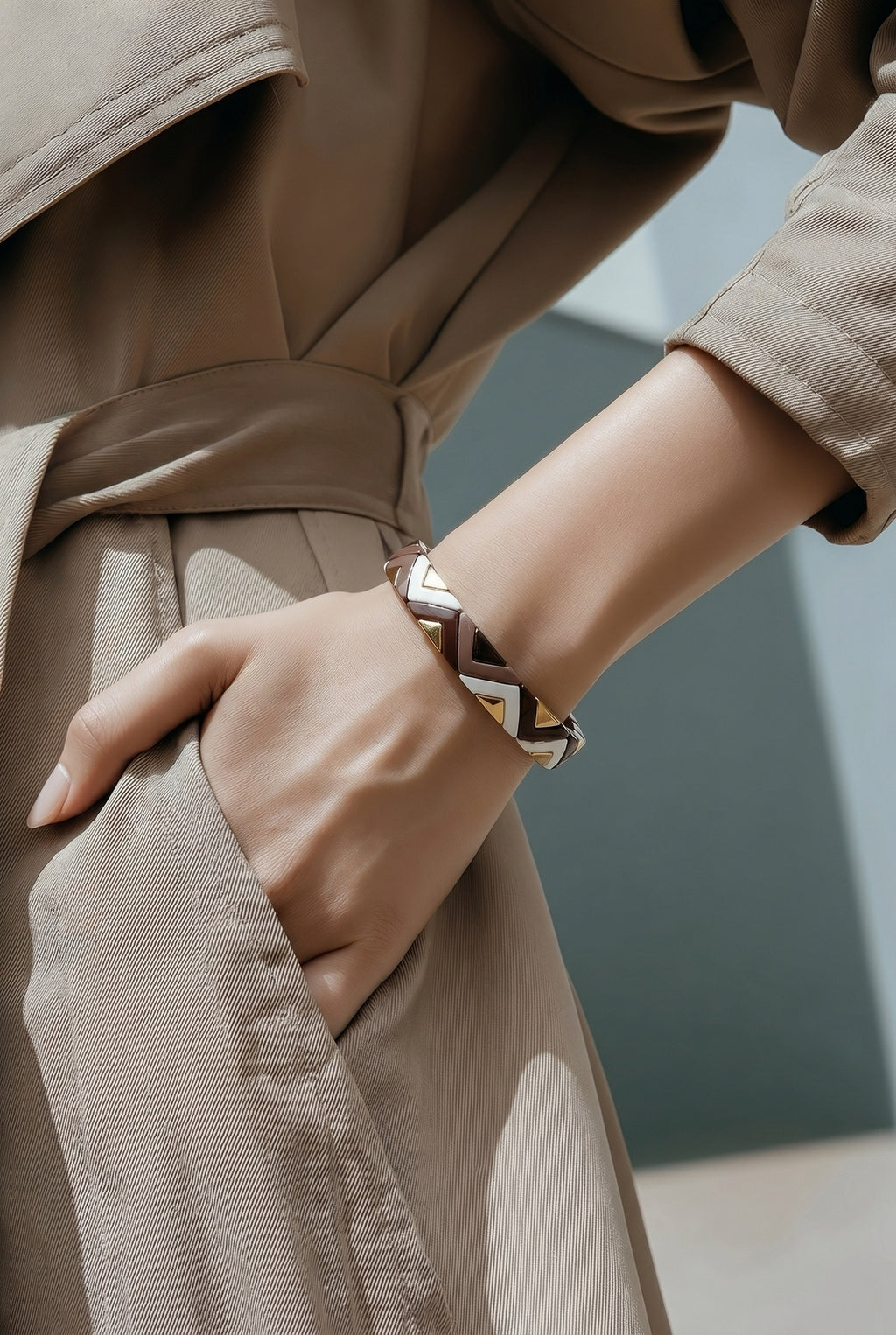 Chevron Brown Ceramic Bangle