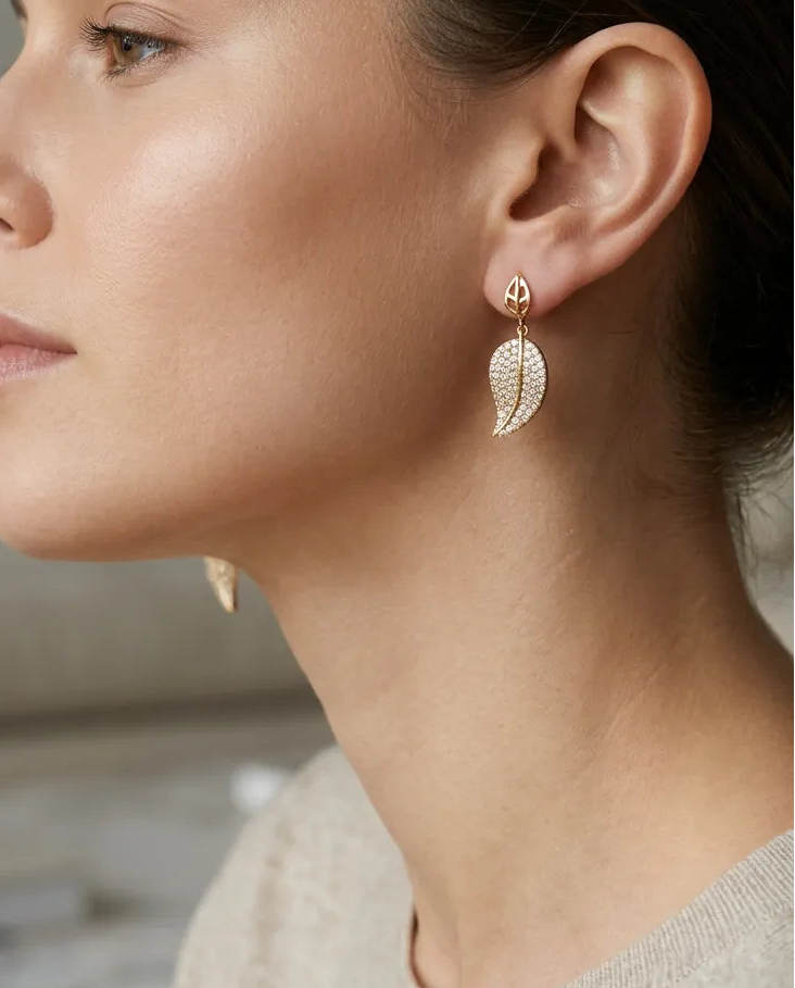 Dangling Textured Leaf Earrings