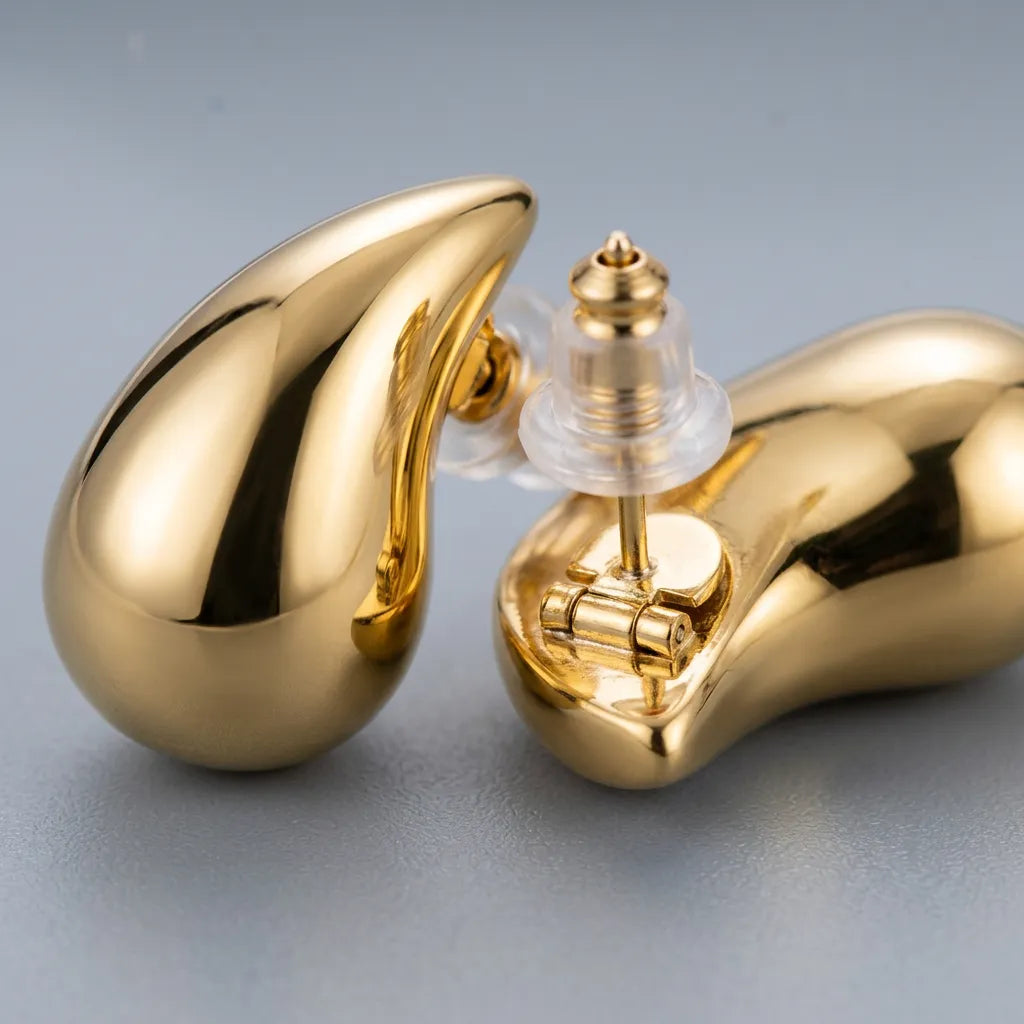 Liquid Gold Sculptural Teardrop Studs