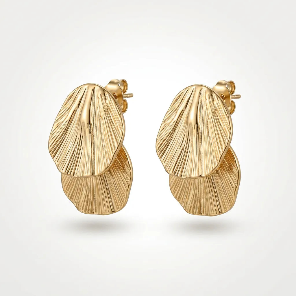 Aurelia Ginkgo Textured Drop Earrings
