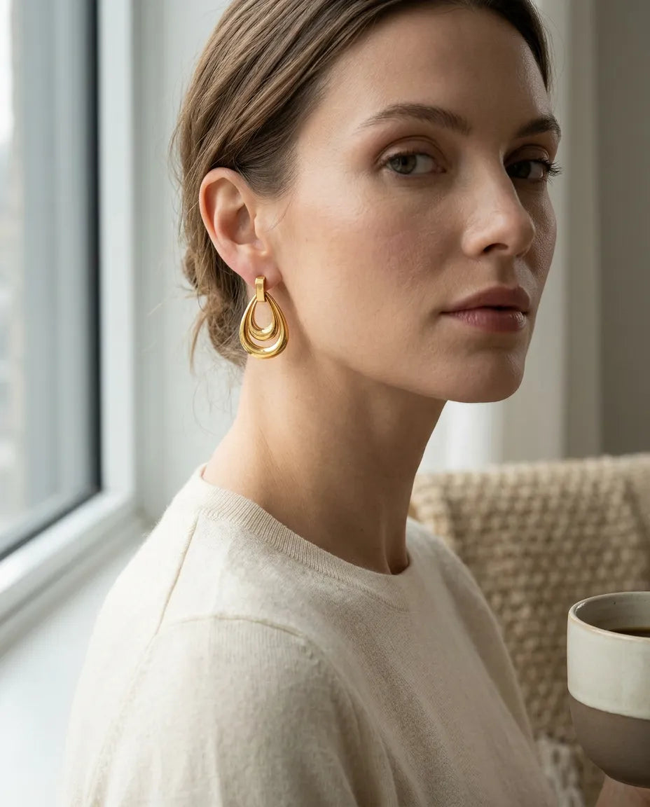Double Layer Teardrop Hoops