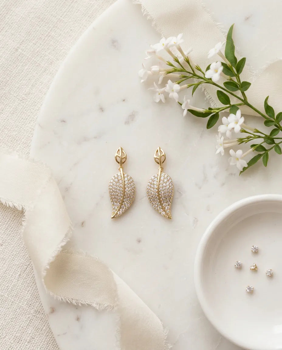 Dangling Textured Leaf Earrings