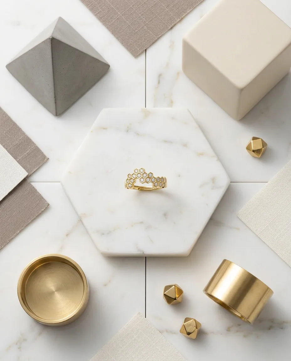 Hexagonal Honeycomb Pavé Band