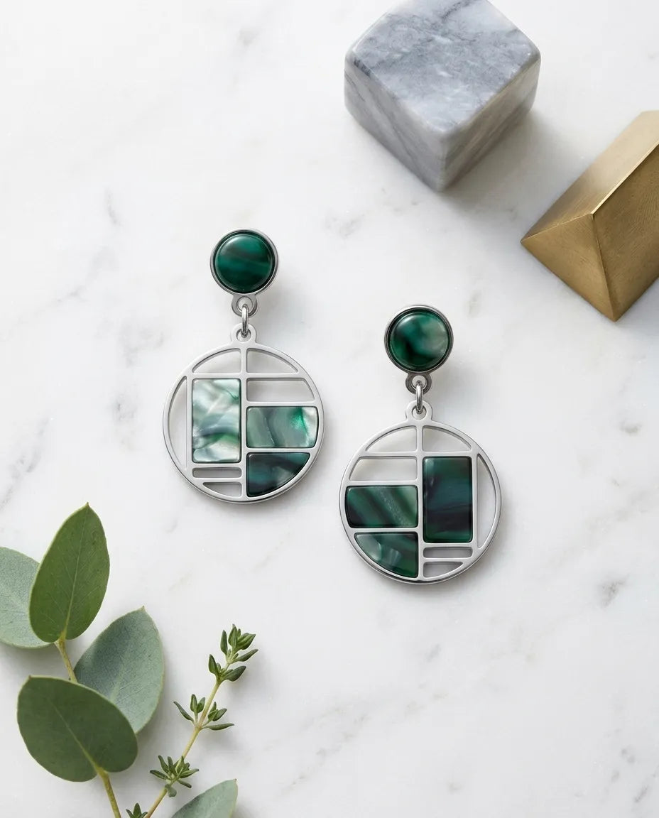 Abstract Geometric Jade Drops