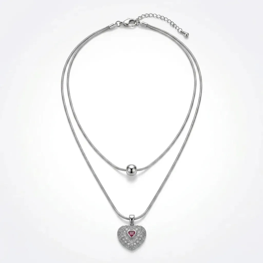 Amour Heart Double Layered Necklace