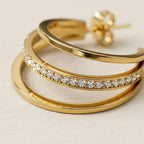 Trio Pavé Triple Band Hoop Earrings