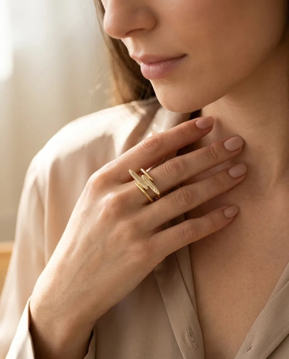 Multi-Layer Pavé Crossover Ring