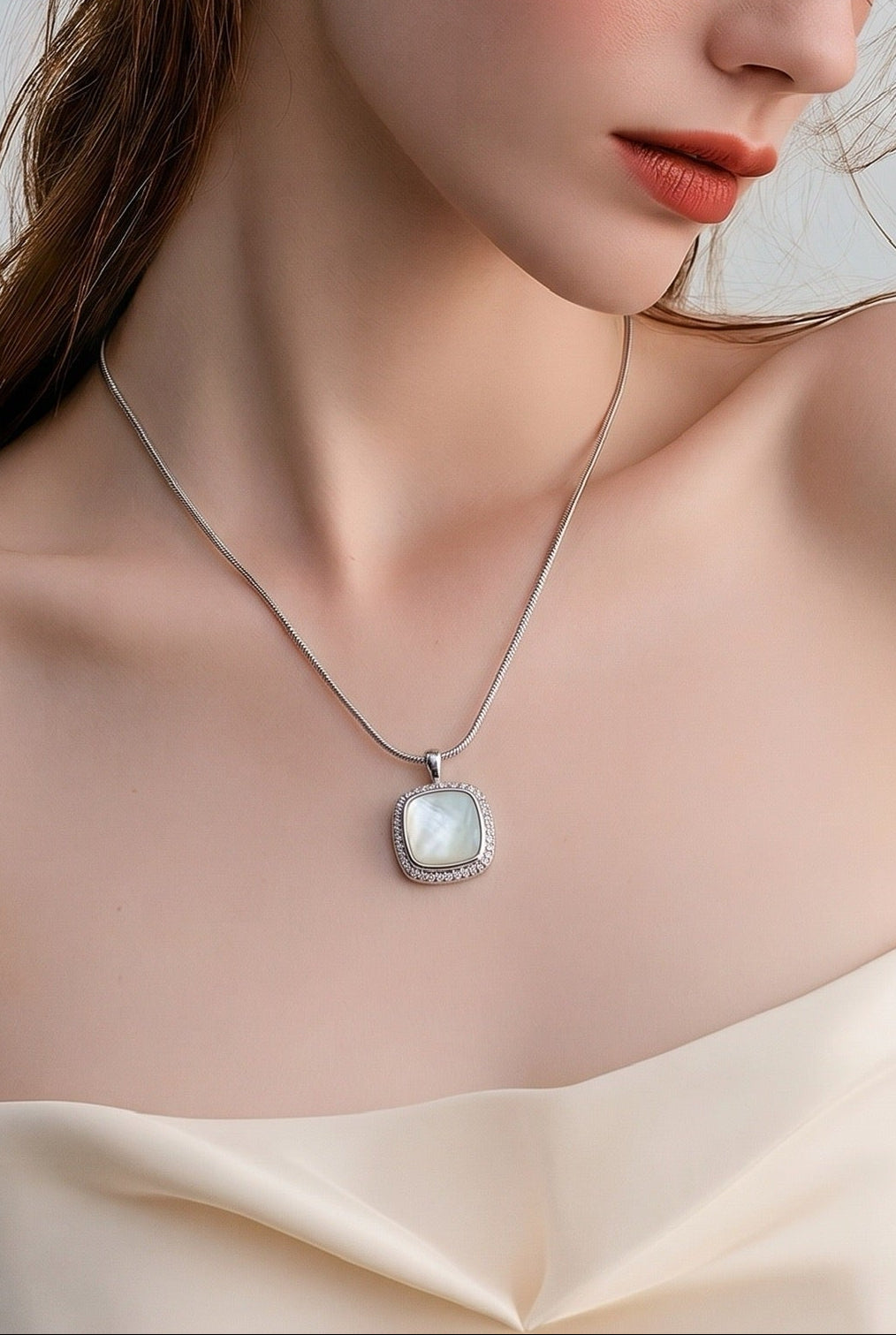 Mother-of-Pearl Square Solitaire