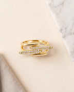 Multi-Layer Pavé Crossover Ring