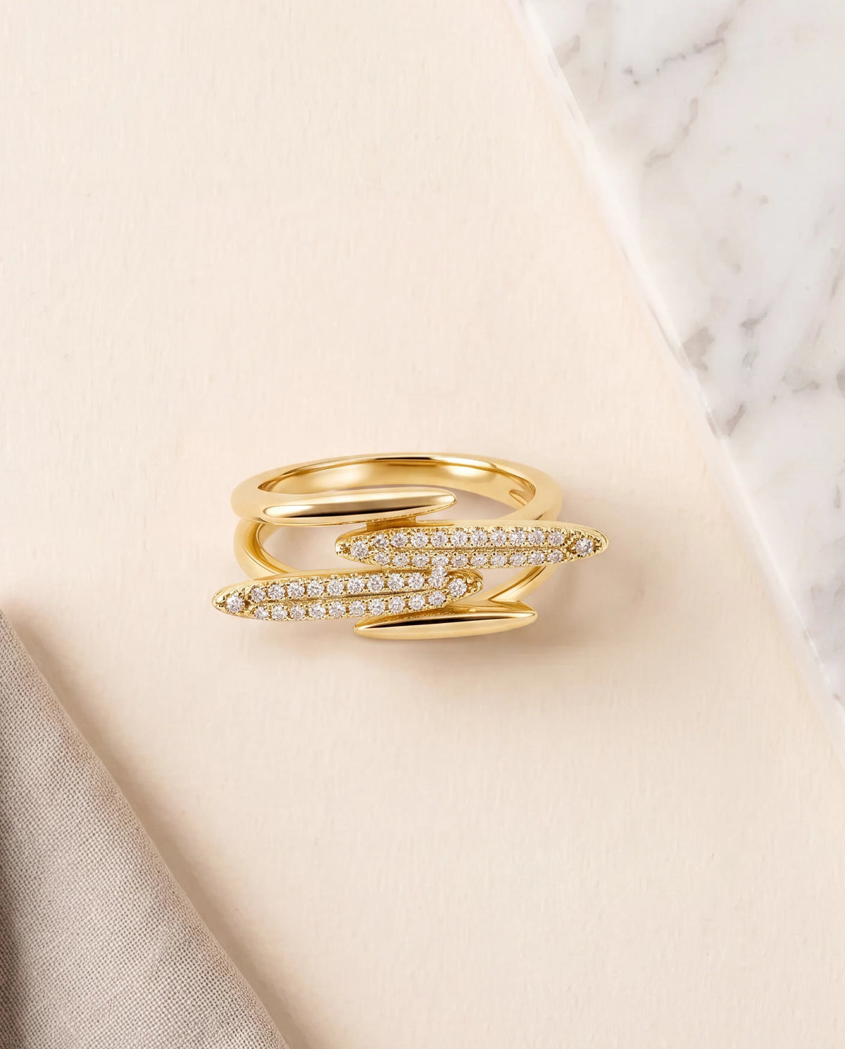 Multi-Layer Pavé Crossover Ring
