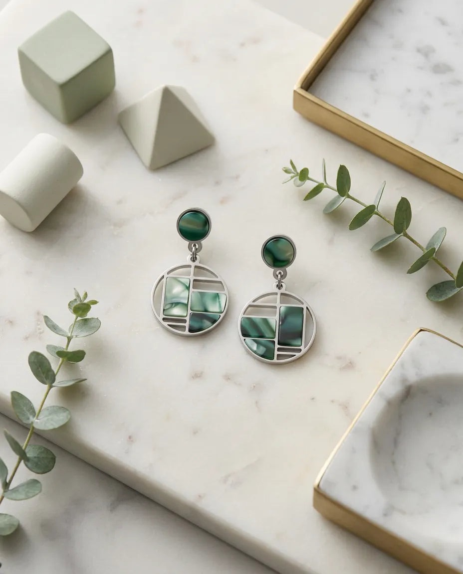 Abstract Geometric Jade Drops