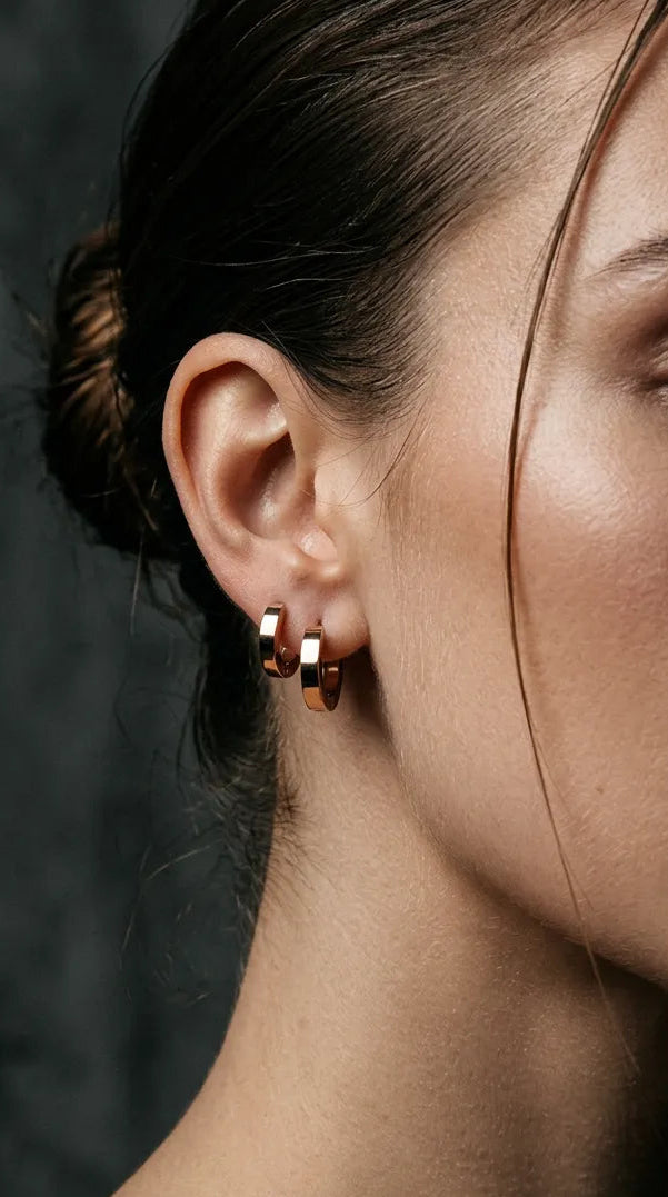 Sleek Thick Copper Huggie Earrings