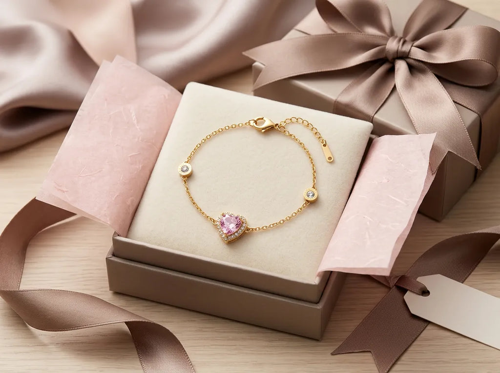 Blush Heart Solitaire Chain Bracelet