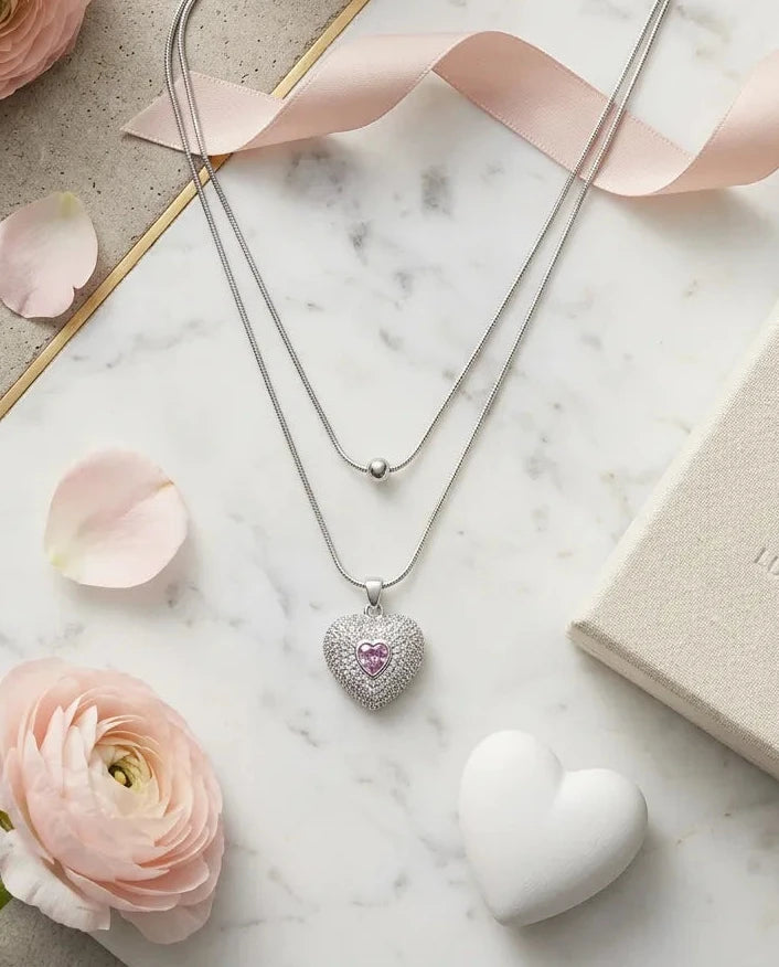Amour Heart Double Layered Necklace
