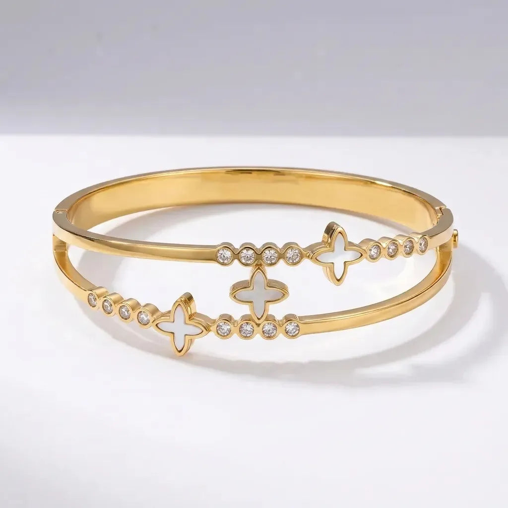 Imperial Quad-Clover Open Bangle