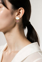 Dual Tone Marble Button Studs