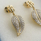 Dangling Textured Leaf Earrings