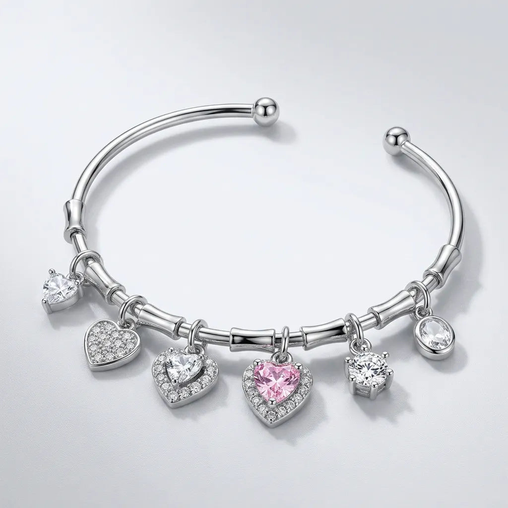 Multi-Heart Pastel Charm Bracelet