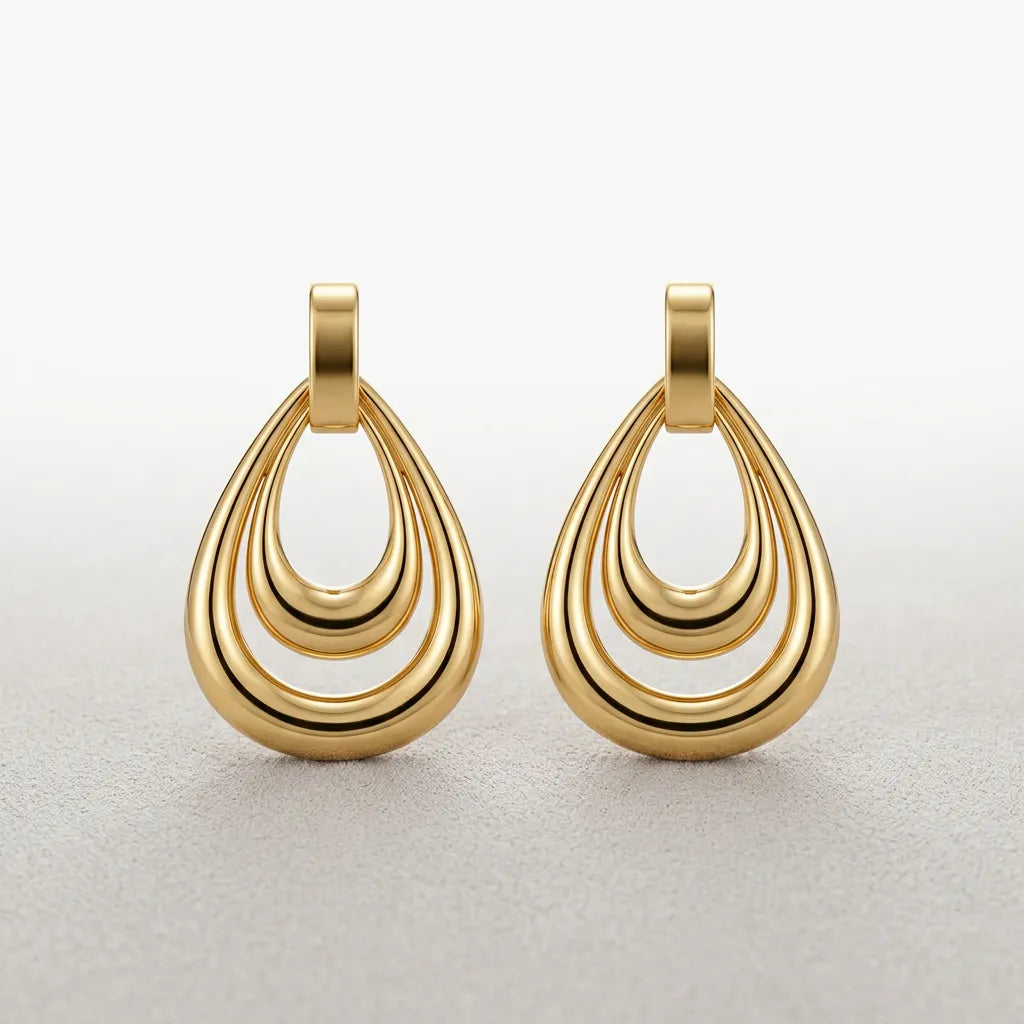 Double Layer Teardrop Hoops