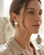 Dual Tone Marble Button Studs