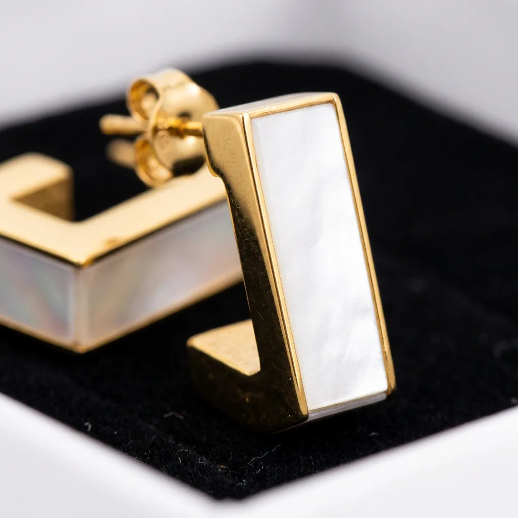 Minimalist Gold&White Bar Studs
