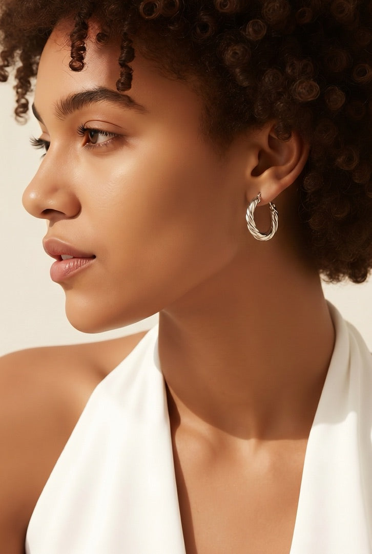 Twisted Rope Textured Hoops