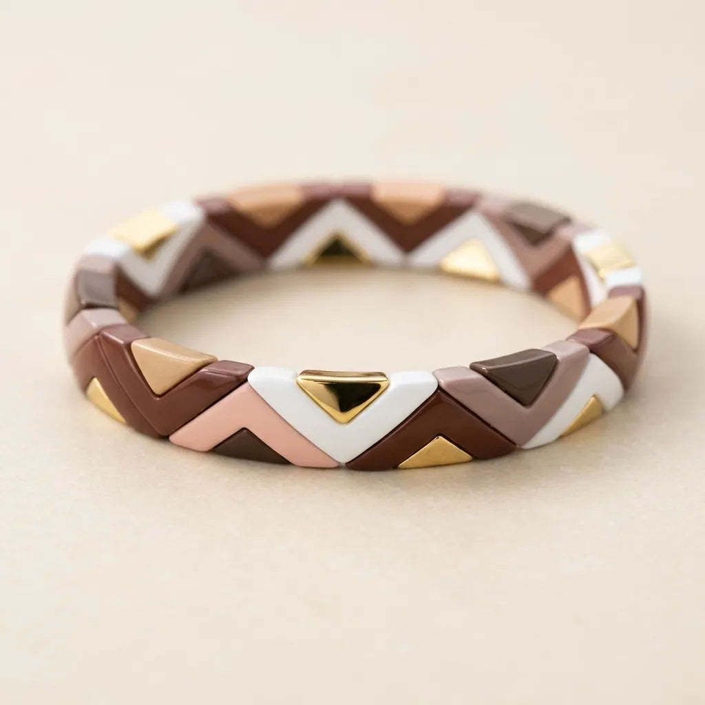 Chevron Brown Ceramic Bangle