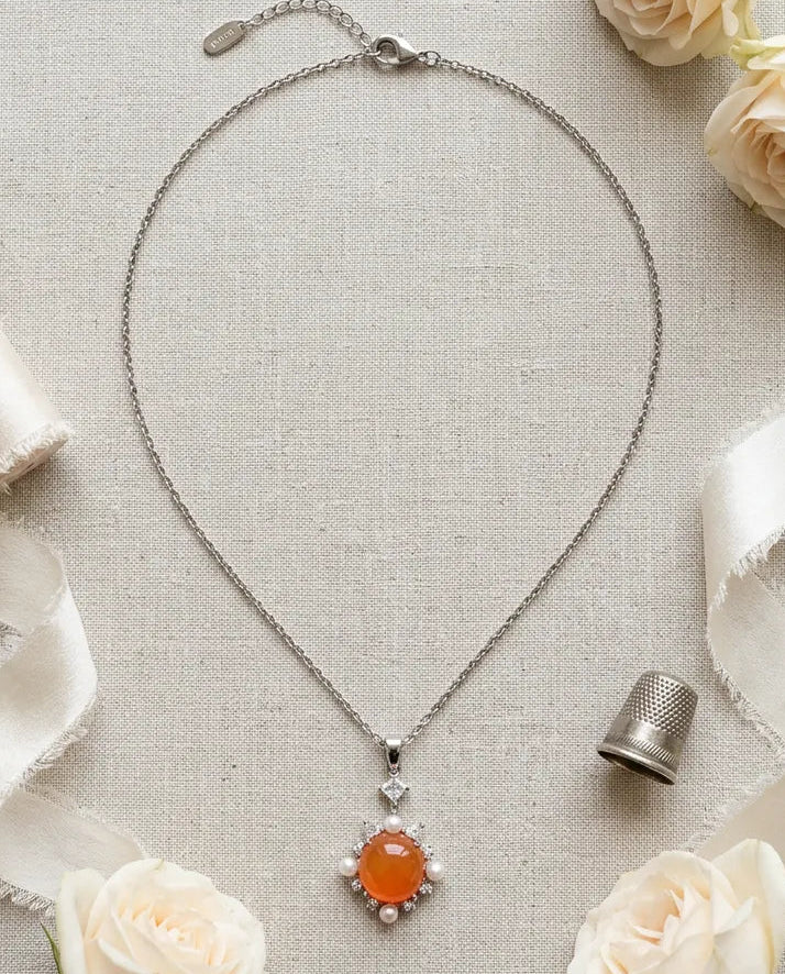 Coral Quartz Cluster Pendant