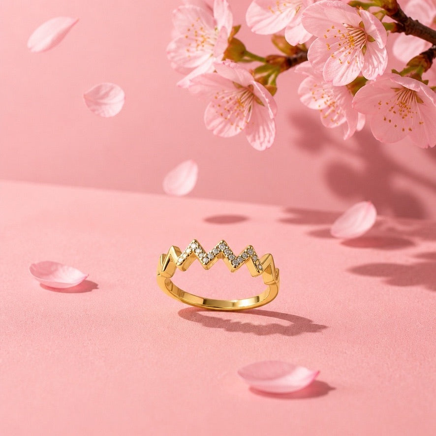 Solitaire Zig-Zag Eternity Ring