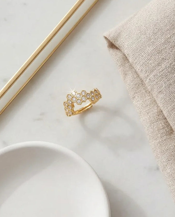 Hexagonal Honeycomb Pavé Band