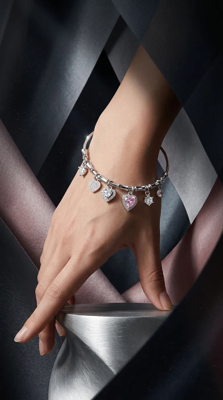 Multi-Heart Pastel Charm Bracelet