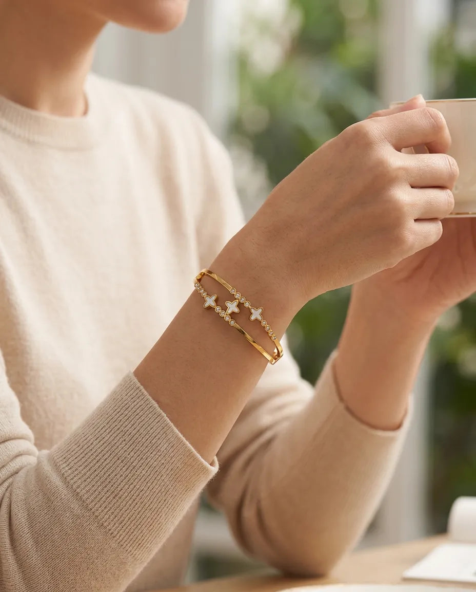 Imperial Quad-Clover Open Bangle